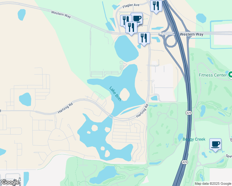 map of restaurants, bars, coffee shops, grocery stores, and more near 13400 Flamingo Crossings Boulevard in Kissimmee