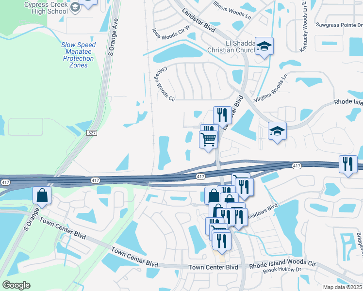 map of restaurants, bars, coffee shops, grocery stores, and more near 13609 Bayview Isle Drive in Orlando