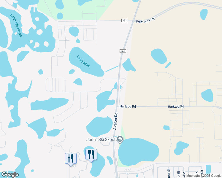 map of restaurants, bars, coffee shops, grocery stores, and more near 13380 Avalon Road in Winter Garden