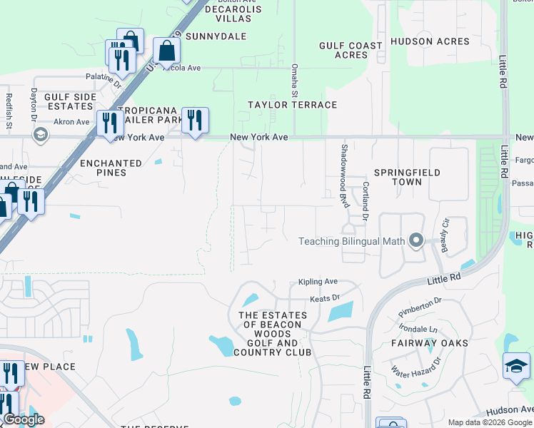 map of restaurants, bars, coffee shops, grocery stores, and more near 14710 Dayspring Drive in Hudson