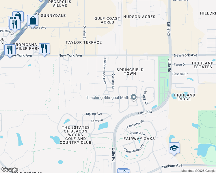 map of restaurants, bars, coffee shops, grocery stores, and more near 8915 Dunmore Drive in Hudson
