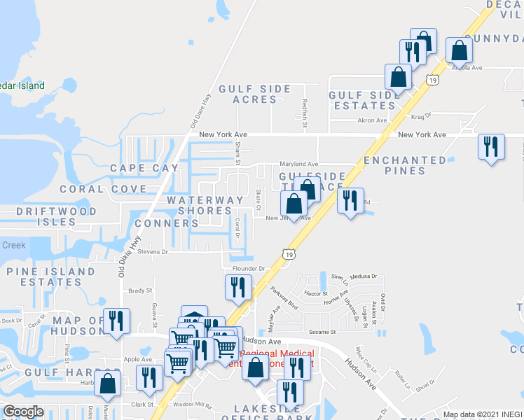 map of restaurants, bars, coffee shops, grocery stores, and more near 14709 Fair Oak Way in Hudson