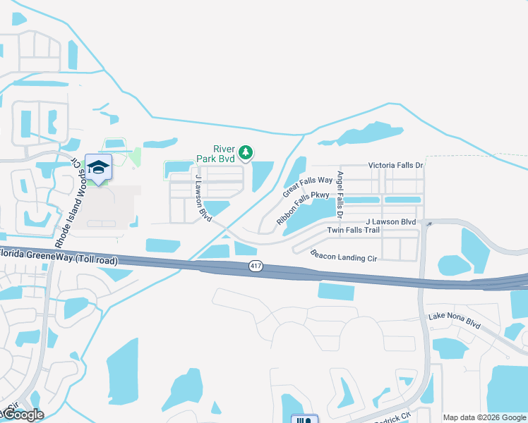 map of restaurants, bars, coffee shops, grocery stores, and more near 1856 Great Falls Way in Orlando