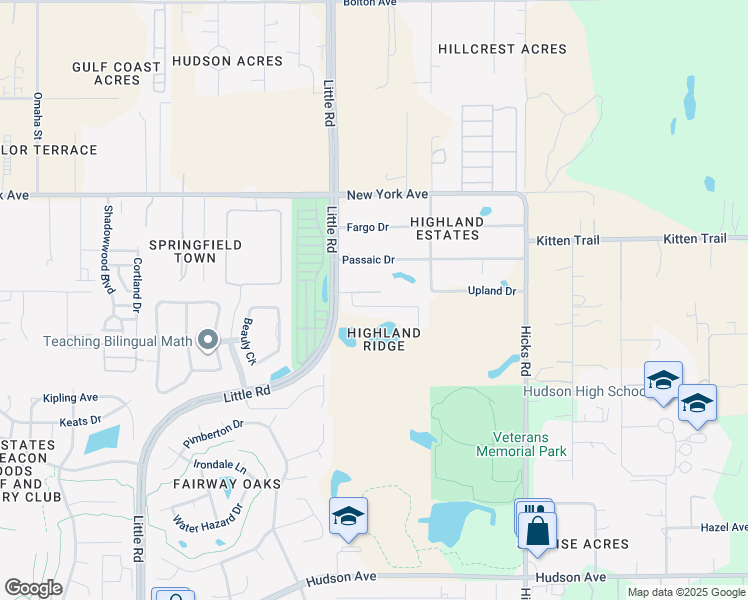 map of restaurants, bars, coffee shops, grocery stores, and more near 9551 Highland Ridge Drive in Hudson