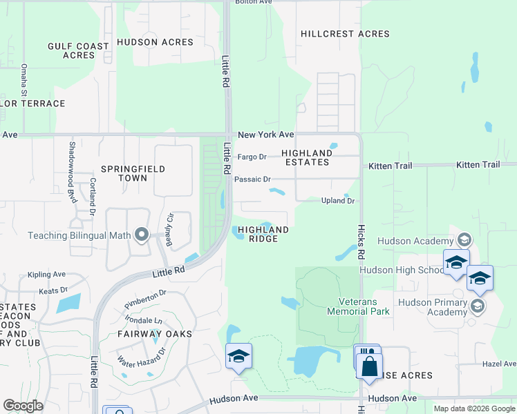 map of restaurants, bars, coffee shops, grocery stores, and more near 9601 Highland Ridge Drive in Hudson