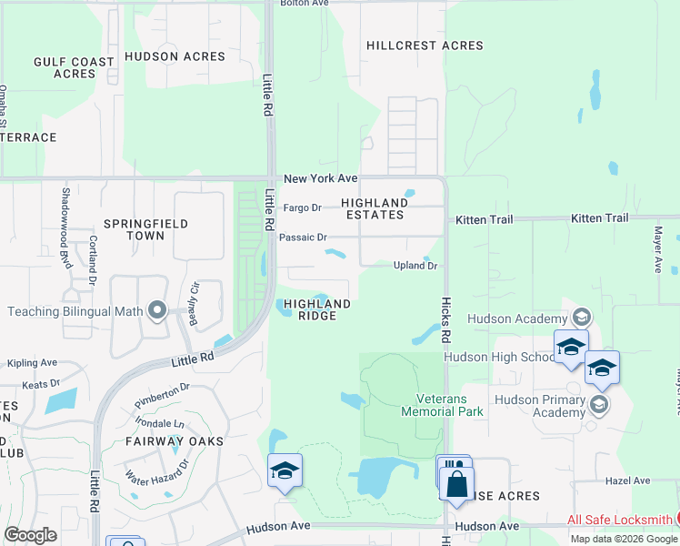 map of restaurants, bars, coffee shops, grocery stores, and more near 9649 Highland Ridge Drive in Hudson