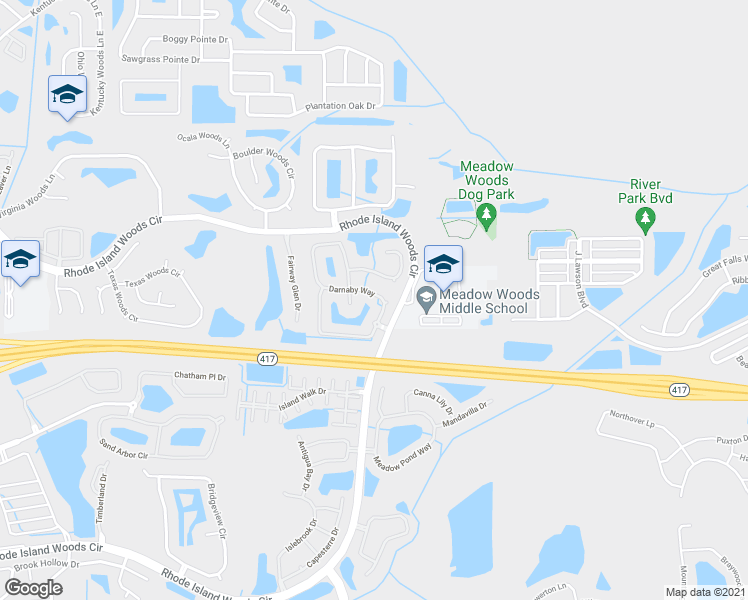 map of restaurants, bars, coffee shops, grocery stores, and more near 1156 Darnaby Way in Orlando