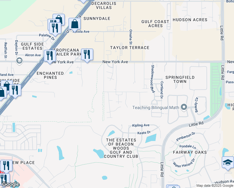 map of restaurants, bars, coffee shops, grocery stores, and more near 14710 Dayspring Drive in Hudson