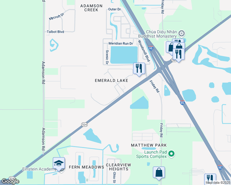 map of restaurants, bars, coffee shops, grocery stores, and more near 5250 Extravagant Court in Cocoa