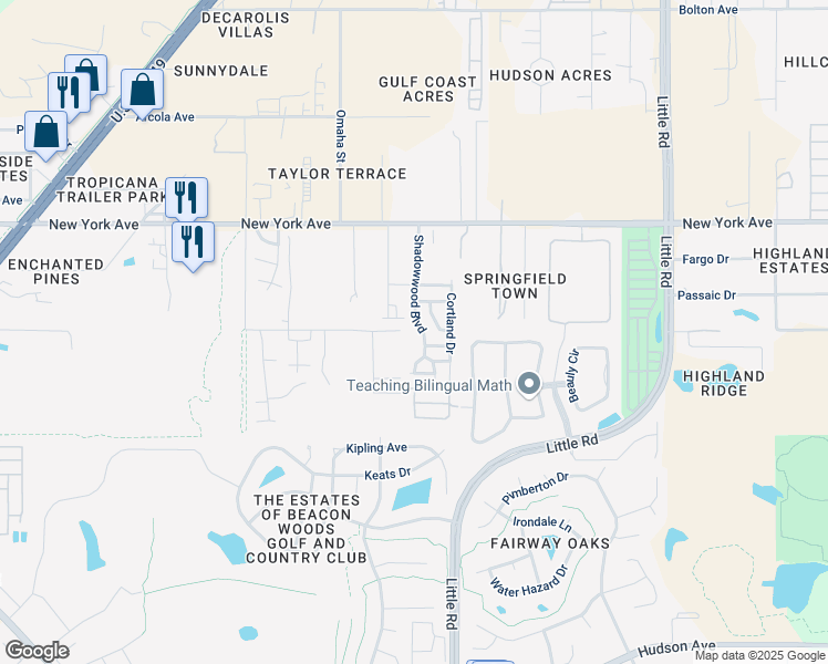 map of restaurants, bars, coffee shops, grocery stores, and more near 14700 Shadowwood Boulevard in Hudson