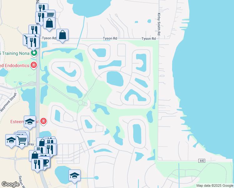 map of restaurants, bars, coffee shops, grocery stores, and more near 10722 Mottram Point in Orlando