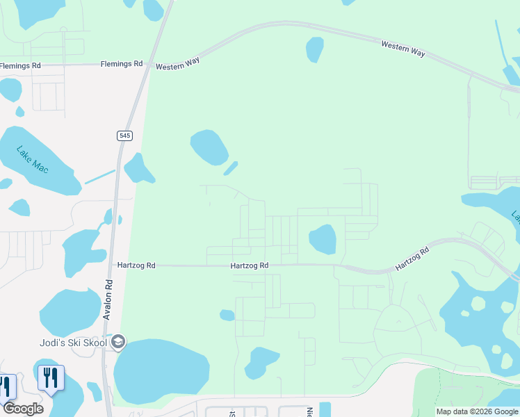 map of restaurants, bars, coffee shops, grocery stores, and more near 13121 Avalon Road in Winter Garden