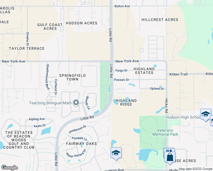 map of restaurants, bars, coffee shops, grocery stores, and more near Outer Drive in Hudson