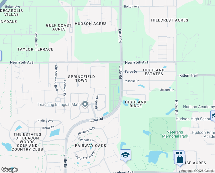 map of restaurants, bars, coffee shops, grocery stores, and more near 14619 Potterton Circle in Hudson