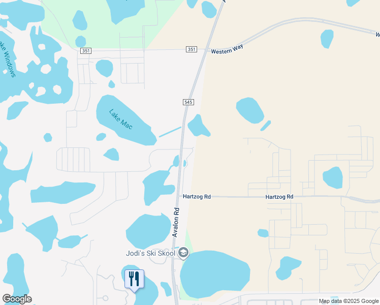 map of restaurants, bars, coffee shops, grocery stores, and more near 13217 Avalon Road in Winter Garden