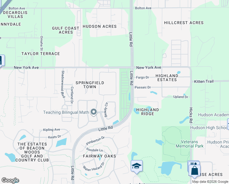map of restaurants, bars, coffee shops, grocery stores, and more near 14614 Potterton Circle in Hudson