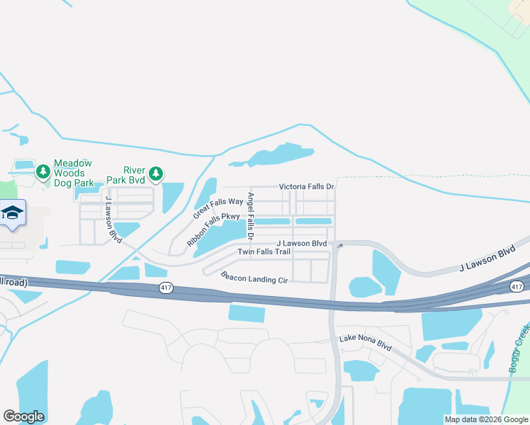 map of restaurants, bars, coffee shops, grocery stores, and more near 2114 Great Falls Way in Orlando