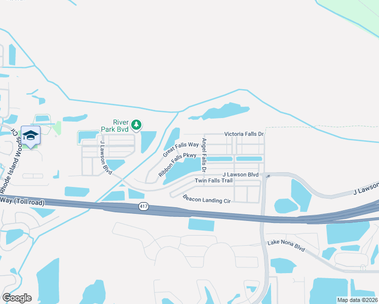 map of restaurants, bars, coffee shops, grocery stores, and more near 2052 Great Falls Way in Orlando