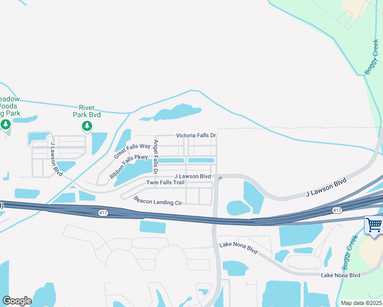 map of restaurants, bars, coffee shops, grocery stores, and more near 13273 Silver Strand Falls Drive in Orlando