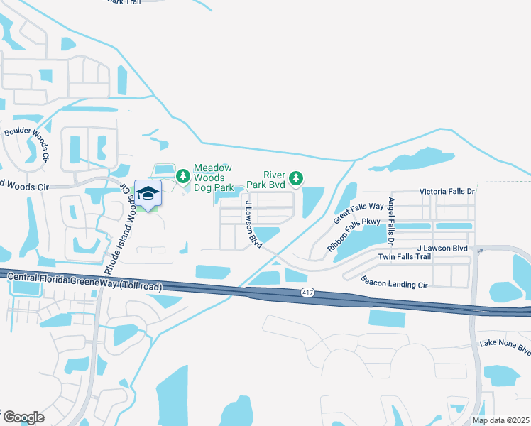 map of restaurants, bars, coffee shops, grocery stores, and more near 1662 Buckeye Falls Way in Orlando