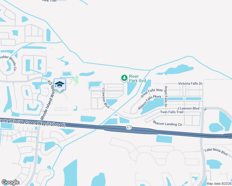 map of restaurants, bars, coffee shops, grocery stores, and more near 1708 Buckeye Falls Way in Orlando