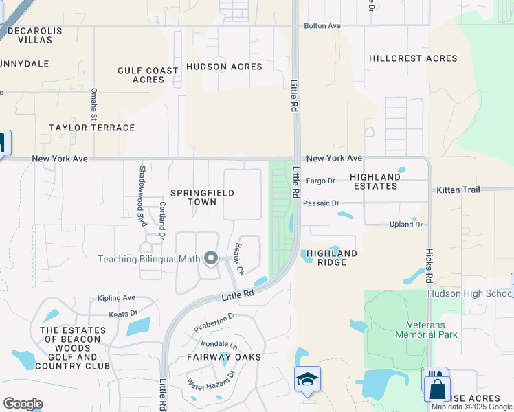 map of restaurants, bars, coffee shops, grocery stores, and more near 14602 Potterton Circle in Hudson