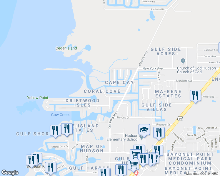 map of restaurants, bars, coffee shops, grocery stores, and more near 7003 Fair Lane in Hudson