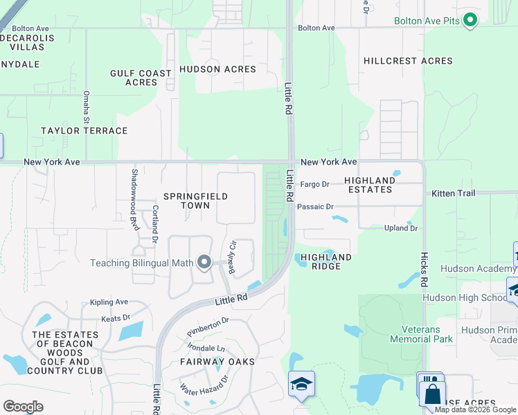map of restaurants, bars, coffee shops, grocery stores, and more near 14602 Potterton Circle in Hudson