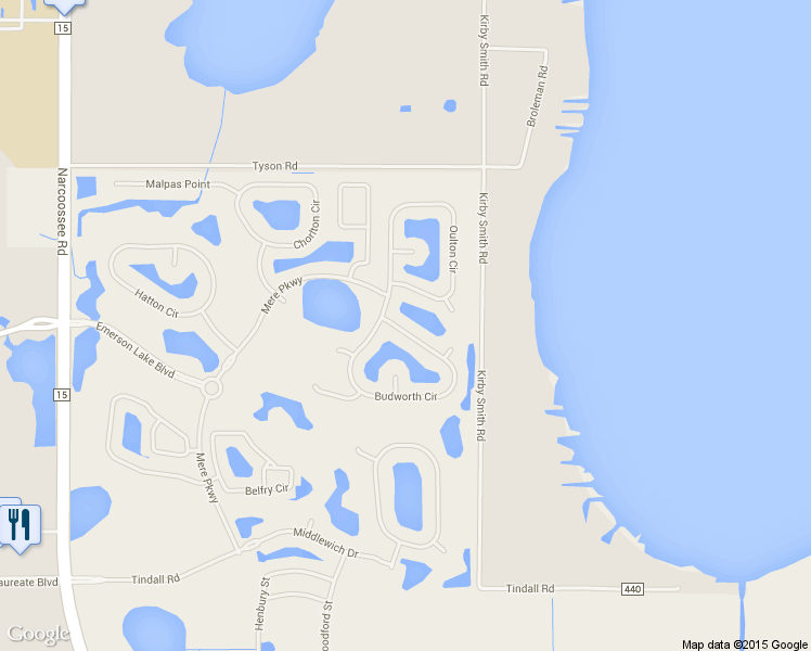 map of restaurants, bars, coffee shops, grocery stores, and more near 14132 Budworth Circle in Orlando