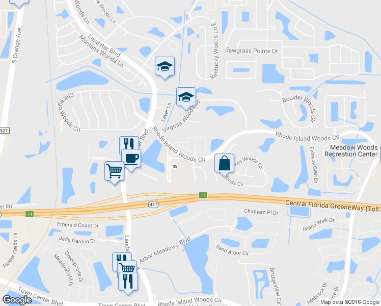 map of restaurants, bars, coffee shops, grocery stores, and more near 13232 Galicia Street in Orlando