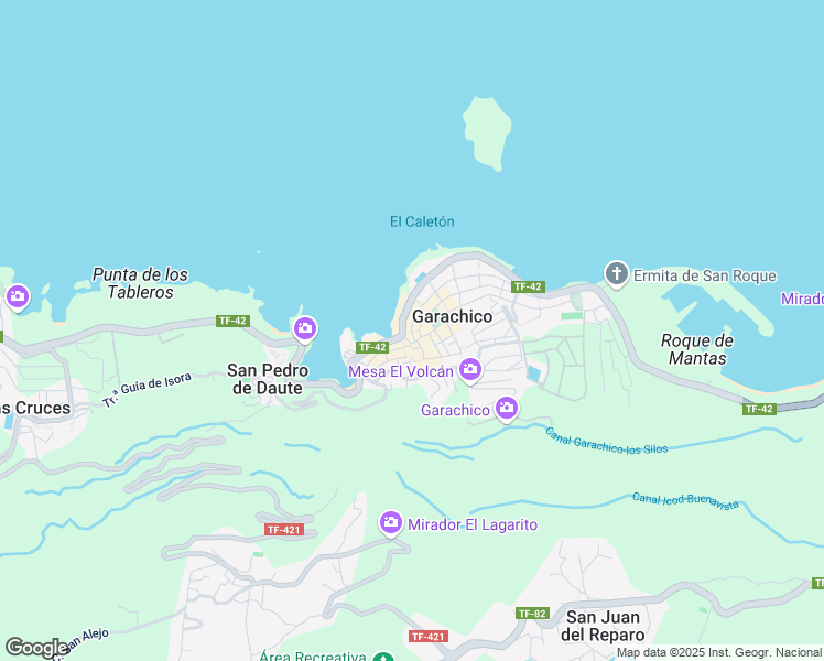 map of restaurants, bars, coffee shops, grocery stores, and more near Calle Venus in Garachico