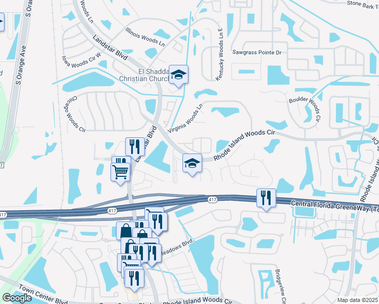 map of restaurants, bars, coffee shops, grocery stores, and more near 13226 Galicia Street in Orlando