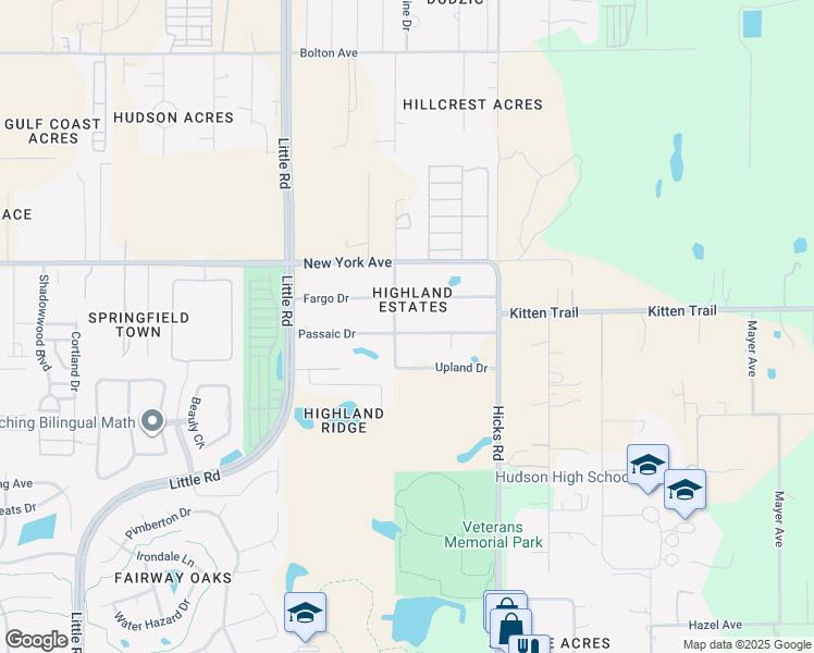 map of restaurants, bars, coffee shops, grocery stores, and more near 9735 Passaic Drive in Hudson