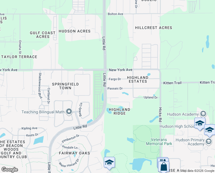 map of restaurants, bars, coffee shops, grocery stores, and more near 9514 Passaic Drive in Hudson