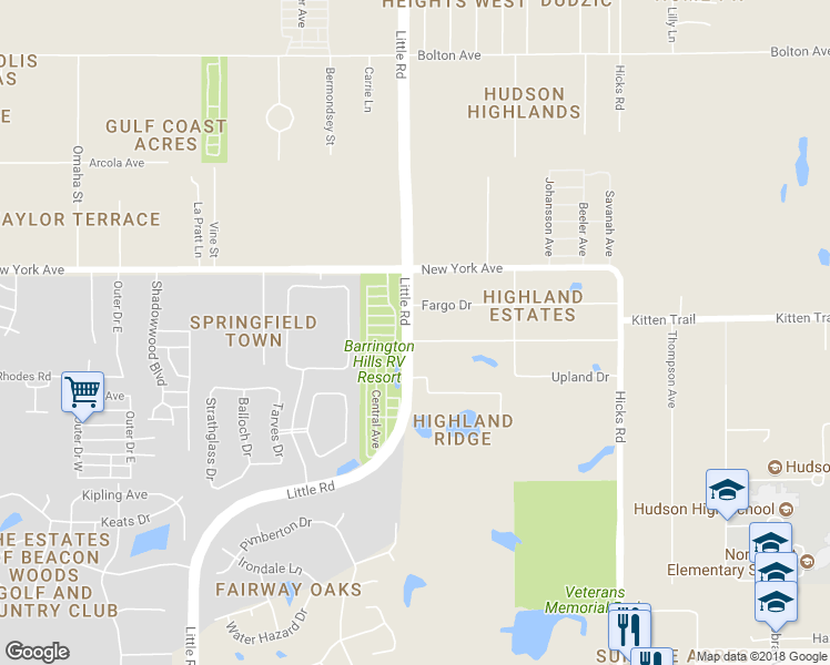 map of restaurants, bars, coffee shops, grocery stores, and more near 9507 Passaic Drive in Hudson