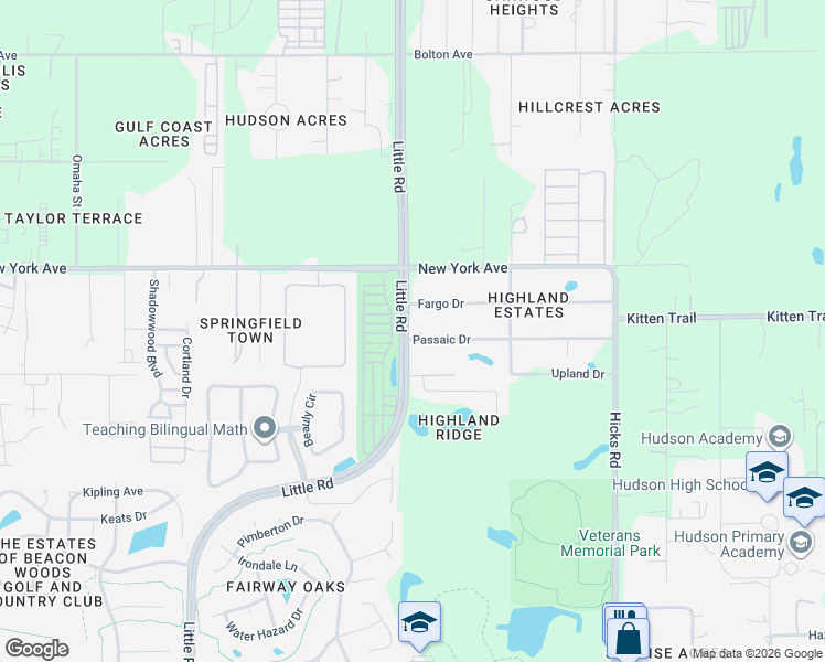 map of restaurants, bars, coffee shops, grocery stores, and more near 9507 Passaic Drive in Hudson