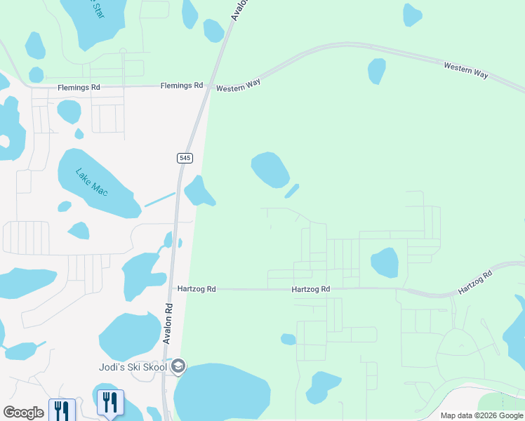 map of restaurants, bars, coffee shops, grocery stores, and more near 13121 Avalon Road in Winter Garden