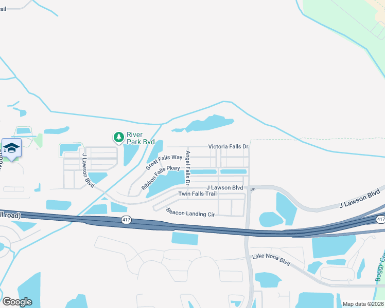 map of restaurants, bars, coffee shops, grocery stores, and more near 2115 Great Falls Way in Orlando