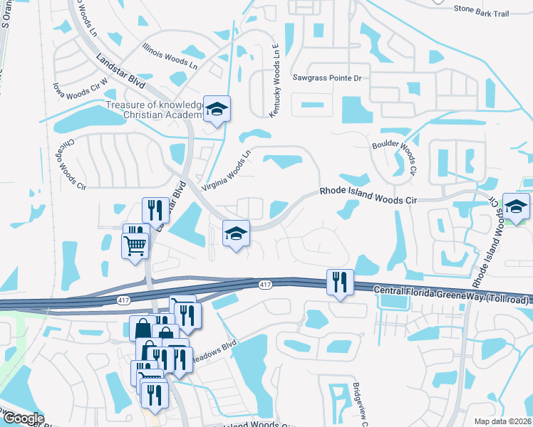 map of restaurants, bars, coffee shops, grocery stores, and more near 516 Villa Del Sol Circle in Orlando