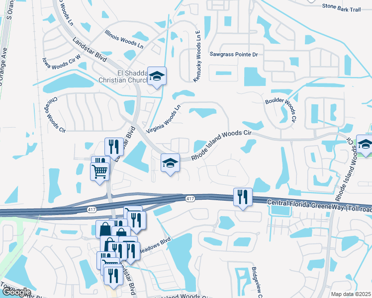 map of restaurants, bars, coffee shops, grocery stores, and more near 508 Villa Del Sol Circle in Orlando