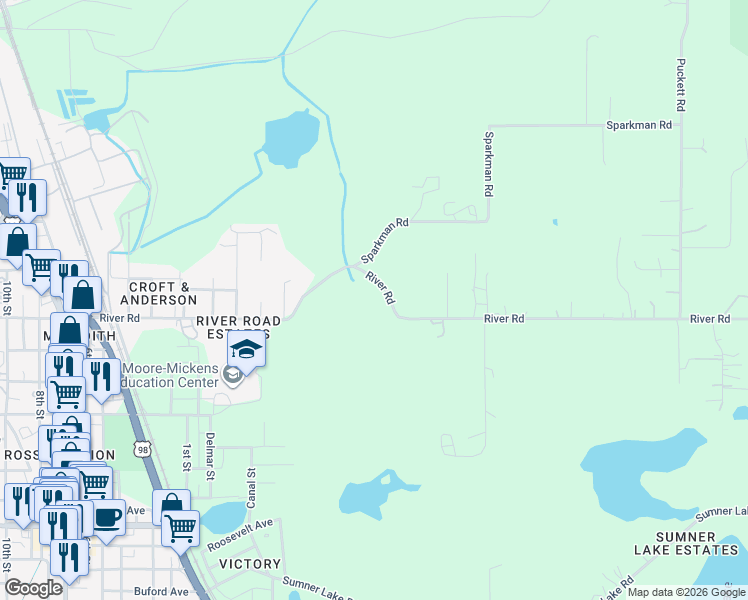 map of restaurants, bars, coffee shops, grocery stores, and more near 38710 River Road in Dade City