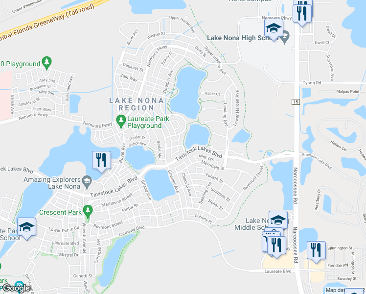 map of restaurants, bars, coffee shops, grocery stores, and more near 13471 Granger Avenue in Orlando