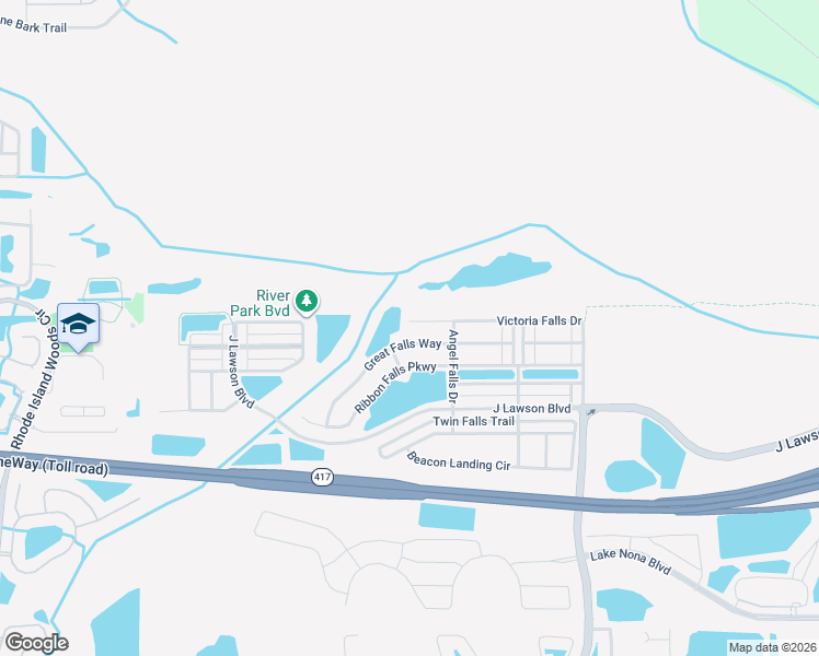 map of restaurants, bars, coffee shops, grocery stores, and more near 2025 Victoria Falls Drive in Orlando
