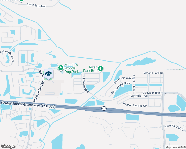 map of restaurants, bars, coffee shops, grocery stores, and more near 1671 Canoe Creek Falls Drive in Orlando