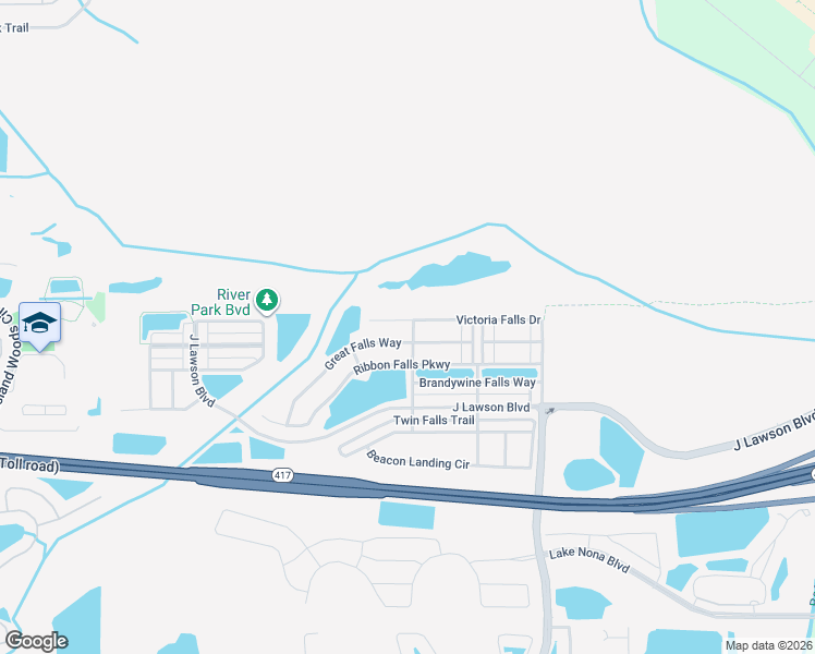 map of restaurants, bars, coffee shops, grocery stores, and more near 2111 Victoria Falls Drive in Orlando