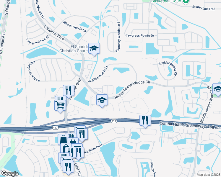map of restaurants, bars, coffee shops, grocery stores, and more near 522 Villa Del Sol Circle in Orlando