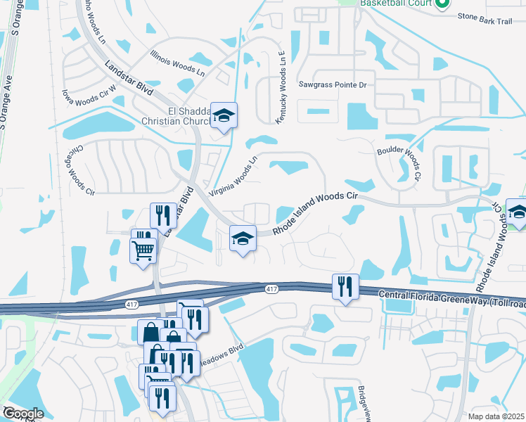 map of restaurants, bars, coffee shops, grocery stores, and more near 522 Villa Del Sol Circle in Orlando