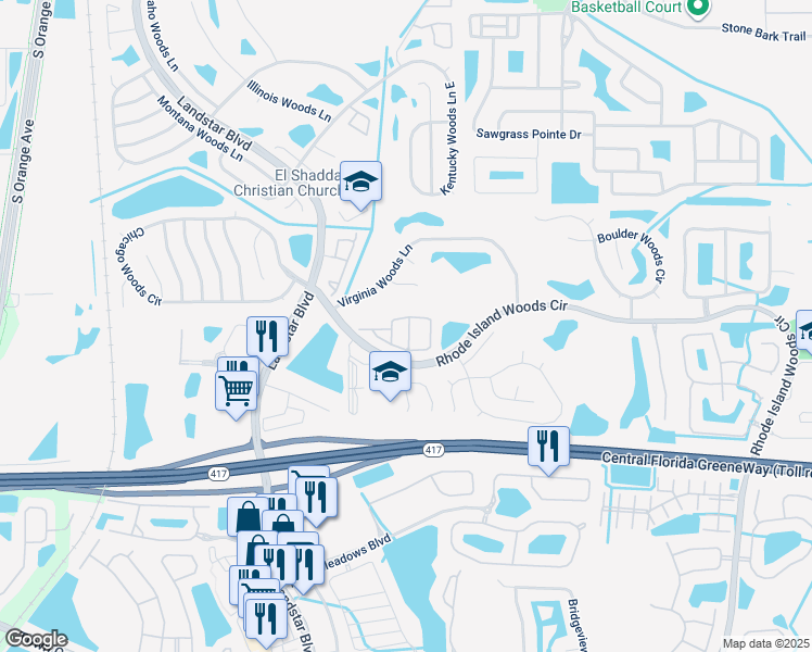map of restaurants, bars, coffee shops, grocery stores, and more near 13208 Villa Vista Drive in Orlando