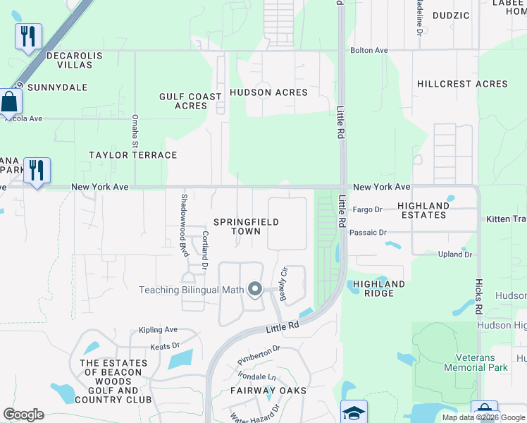map of restaurants, bars, coffee shops, grocery stores, and more near 14903 Potterton Circle in Hudson