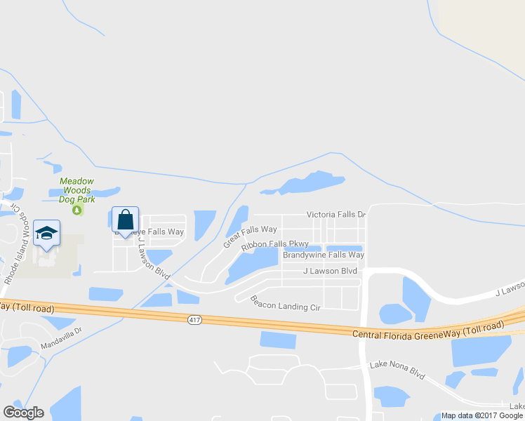 map of restaurants, bars, coffee shops, grocery stores, and more near 2025 Victoria Falls Drive in Orlando